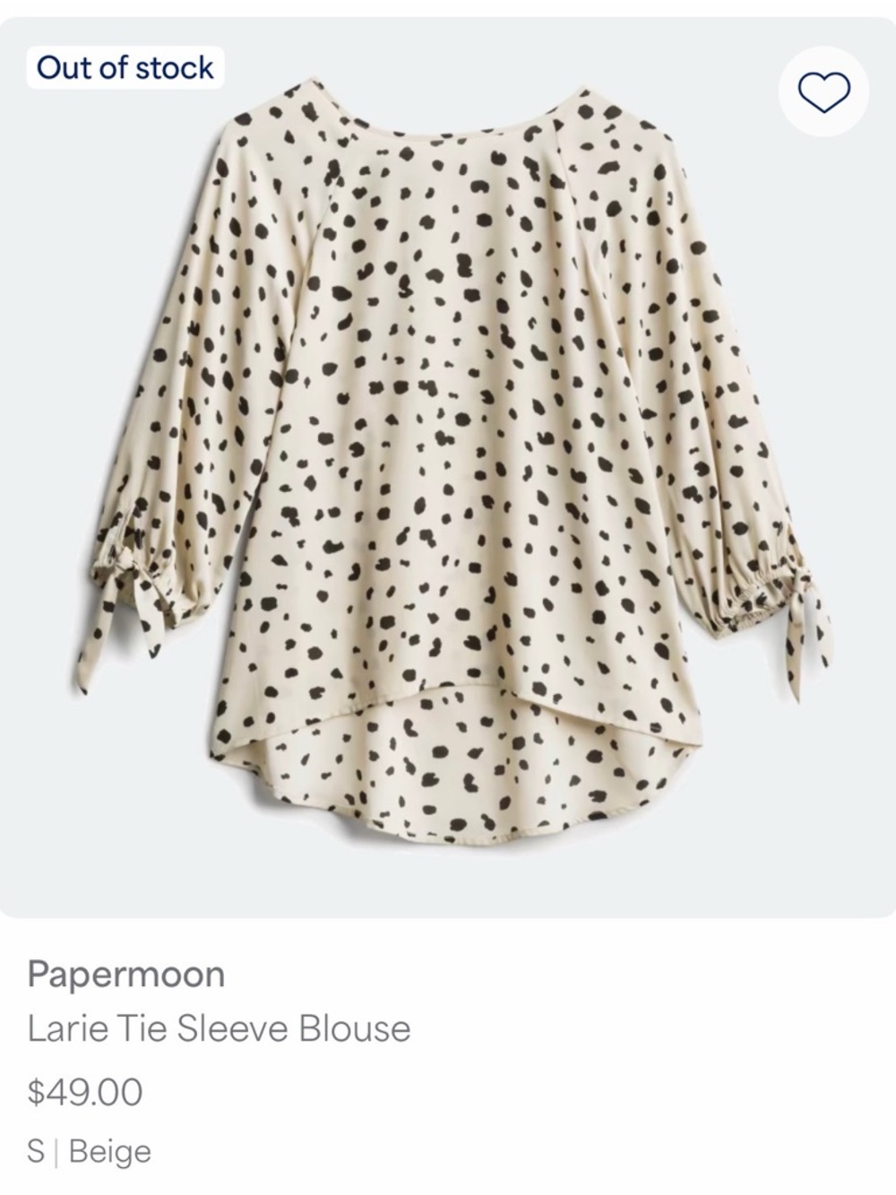 Papermoon Beige Blouse with Black Spot Print